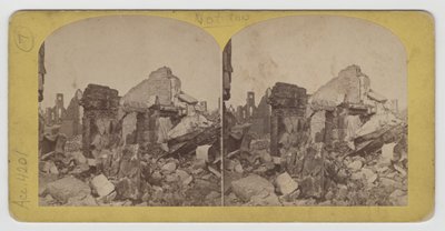 Stereograph view of Terrace Block on Michigan Avenue after the Chicago Fire of 1871 by P.B. Greene